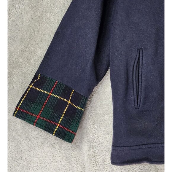 Herman Kay Jacket Womens Size 10 Blue Wool Blend Full Zip Button Hooded Overcoat - Picture 10 of 11